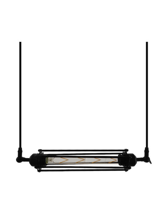 GloboStar Tube Κρεμαστό Φωτιστικό Μαύρο Ράγα με Ντουί E27 43x11εκ.