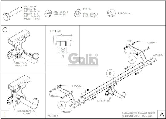 Galia Abschlepphaken Auto Dacia Staubwedel