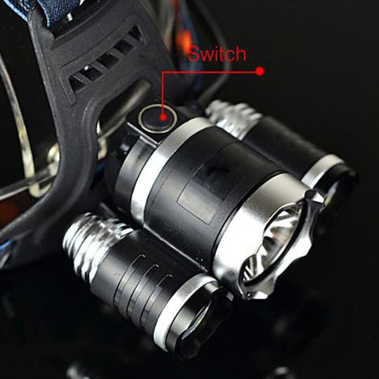 GloboStar Rechargeable Headlamp LED IP44 with Maximum Brightness 3000lm XML2-T6 Black