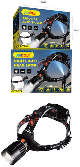 Andowl Rechargeable LED Head Flash Light with Maximum Brightness 400lm