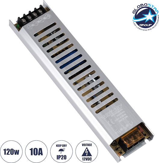 GloboStar Adjustable Dimmable LED Power Supply IP20 Power 120W with Output Voltage 12V
