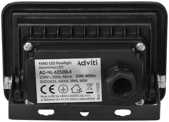Orno Στεγανός Προβολέας LED 10W Φυσικό Λευκό 4000K IP65
