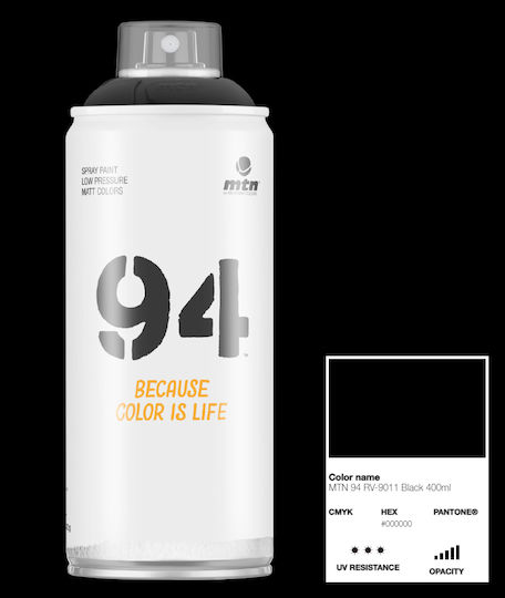 Montana Colors Спрей Боядисване 94 с Мат Ефект Черно R-9011 400мл
