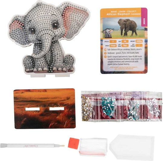 Set Pictură cu Diamante Craft Buddy Crystal Art Buddies Elefant 7 Piese