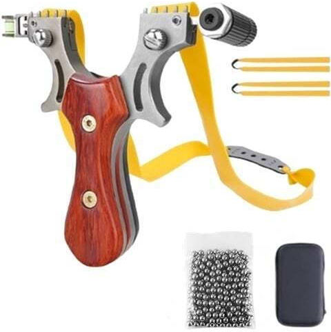 Set de Vârfuri Metalice Tăiate cu Laser 8 Mm Bile Metalice 12 Cm Mâner din Lemn pentru Plută Husă Maro Inclusă