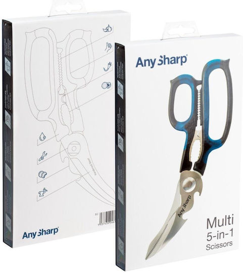 Foarfecă multifuncțională Anysharp 23 cm oțel negru albastru