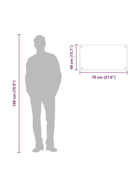 vidaXL Rechteckige Küchenplatte aus Glas Dunkelgrau 70x40x0,6cm 42001238