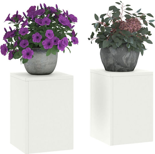 vidaXL Suport plante pentru exterior Pilon Suporturi de plante Metalice Albe 24bucx24bucx35buccm. 2buc