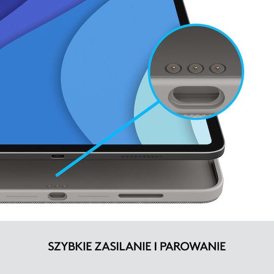 Logitech Combo Touch Flip Cover με Πληκτρολόγιο στα Αγγλικά US Γκρι (iPad Pro 2021 12.9" / iPad Pro 2022 12.9'')