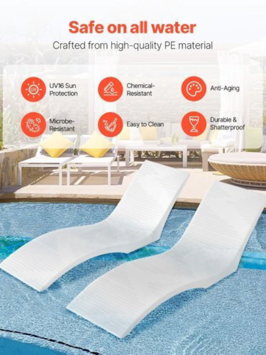 Deckchair White 2pcs 180x60x56cm.