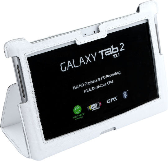 Quer Flip Cover Piele Albă (SAMSUNG GALAXY TAB P5100)