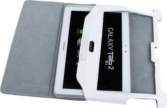 Quer Flip Cover Piele Albă (SAMSUNG GALAXY TAB P5100)