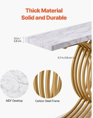 Console Table Wood & Marble White L100xW30xH81cm