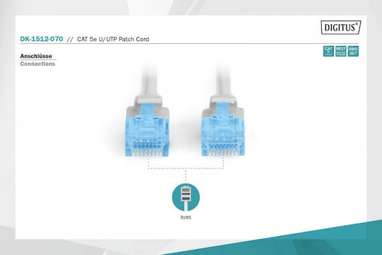 Digitus U/UTP Cat.5e (Gigabit) Network Cable Ethernet 7m Gray