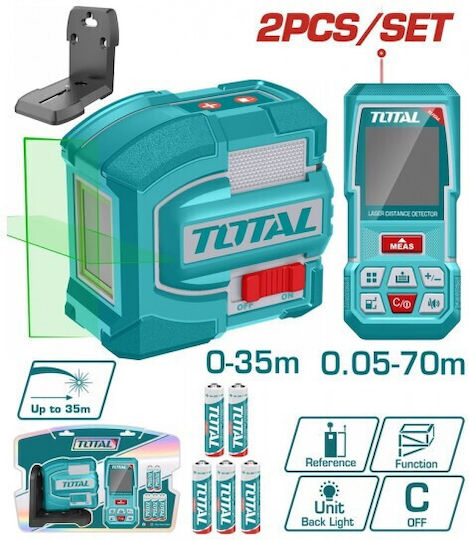 Total Liniar Nivelă Laser Fascicul Verde 1.5V cu Domeniu de Lucru 70m