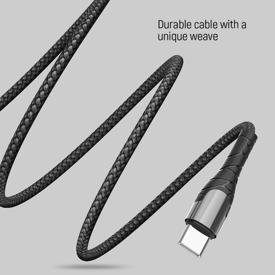 ColorWay Braided USB 2.0 Cable USB-C male - USB-C 65W PD Γκρι 1m CW-CBPDCC040-GR