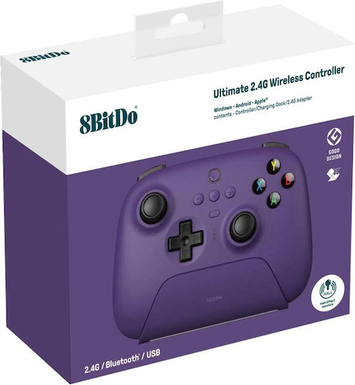 8Bitdo Ultimate 2 Безжичен Геймпад с Хол Ефект Стикове за Android / PC Лилав