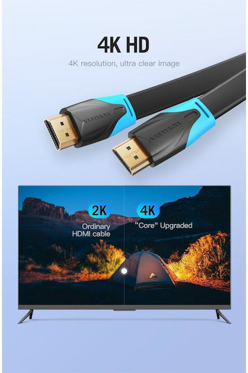 Vention HDMI 2.0 Flat Cablu HDMI de sex masculin - HDMI de sex masculin 1m Negru