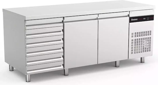 Inomak Edelstahl Kühltisch Pizza mit 2 Türen und Kühlaggregat L202xB80xH87cm