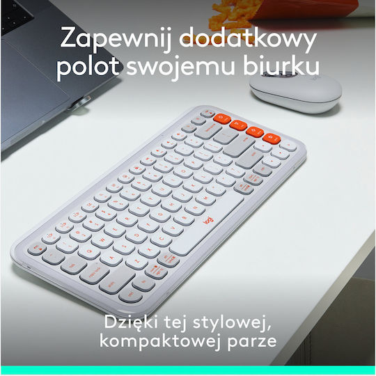 Logitech Pop Icon Combo Wireless Bluetooth Keyboard & Mouse Set English US White