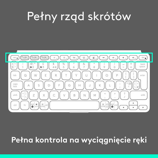 Logitech Keys To Go 2 Ασύρματο Bluetooth Πληκτρολόγιο για Tablet Αγγλικό US LightGray