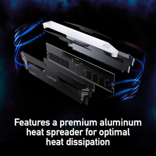 Lexar Ares RGB 32GB DDR5 RAM with 2 Modules (2x16GB) and 7200 Speed for Desktop