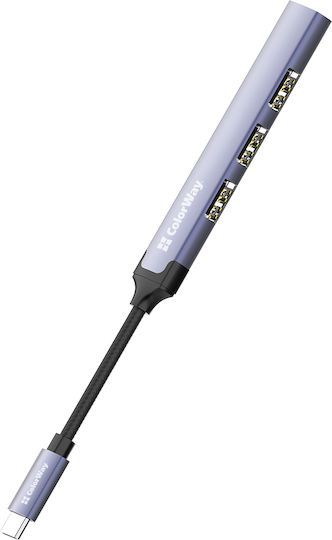 ColorWay USB-Hub 3 Anschlüsse USB 2.0 mit USB-A Anschluss Silber