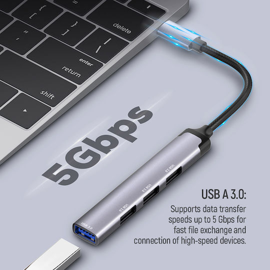 ColorWay USB-Hub 3 Anschlüsse USB 2.0 mit USB-A Anschluss Silber