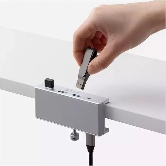 Orico Hub 4 Ports USB 3.0 with USB-A / USB-C Connection Silver