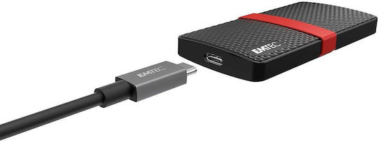 Emtec X200 Portable USB 3.1 / USB-C External 2.5" SSD 512GB Red