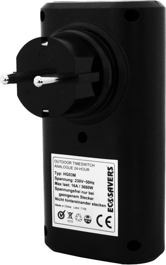 Ecosavers Механичен Таймер за Контакт Дневен За Външна Употреба IP44
