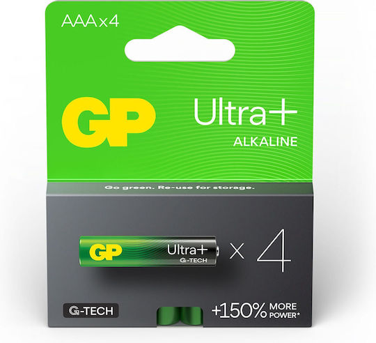 GP Batteries Ultra Plus Αλκαλικές Μπαταρίες AAA 1.5V 4τμχ