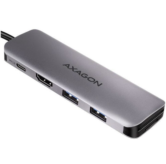 Axagon HMC-5 USB-C Docking Station mit HDMI 4K PD Silber