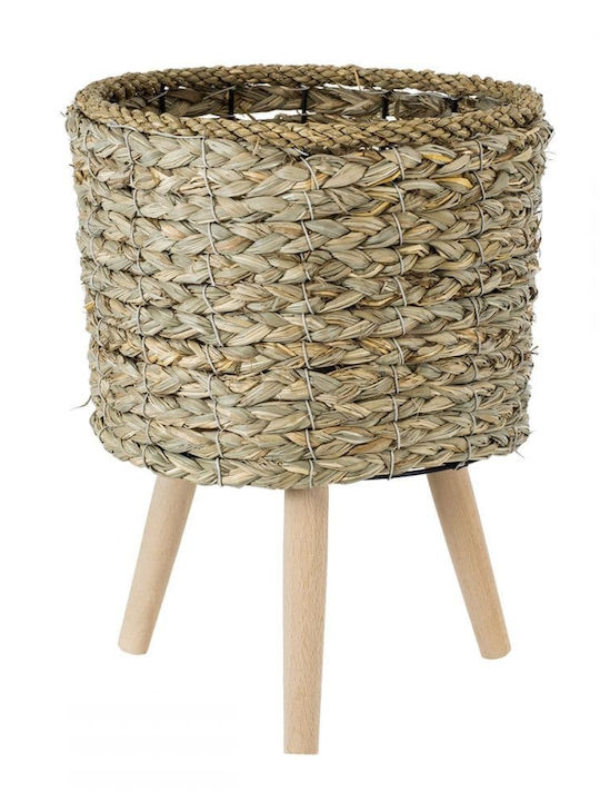 GloboStar Skopelos Planter Wicker Beige with Stand 26x26x36cm.