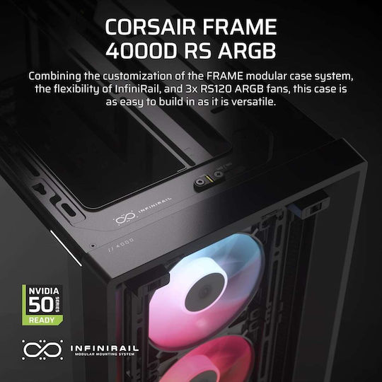 Corsair Frame 4000D RS Gaming Midi-Turm Computergehäuse mit RGB-Beleuchtung Schwarz