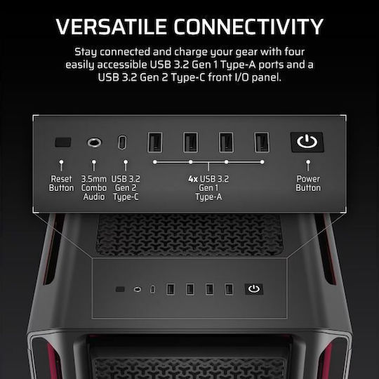 Corsair iCUE LINK 5000T LX RGB Gaming Midi Tower Κουτί Υπολογιστή με Πλαϊνό Παράθυρο Μαύρο