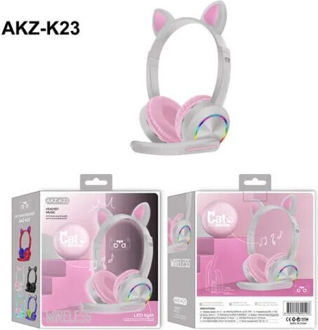 AKZ-K23 Ασύρματα Over Ear Multimedia Ακουστικά με μικρόφωνο και σύνδεση Bluetooth σε Γκρι χρώμα