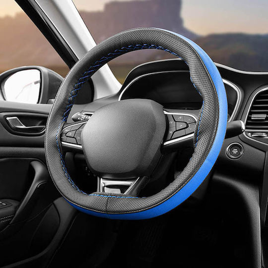 Auto Gs Κάλυμμα Τιμονιού Αυτοκινήτου Ραφτό από Δερματίνη Μαύρο