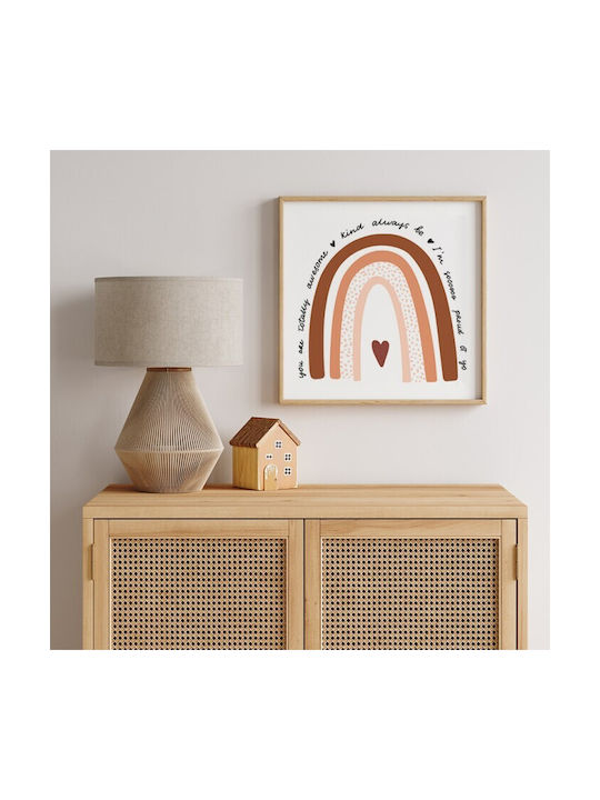 Walls Kids Wall Art Brown Rainbow with White Wooden Frame 40x40cm