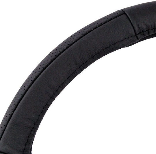 Autoline Car Steering Wheel Cover 13795 with Diameter 38cm Leather Black with Black Stitching 9990000006496