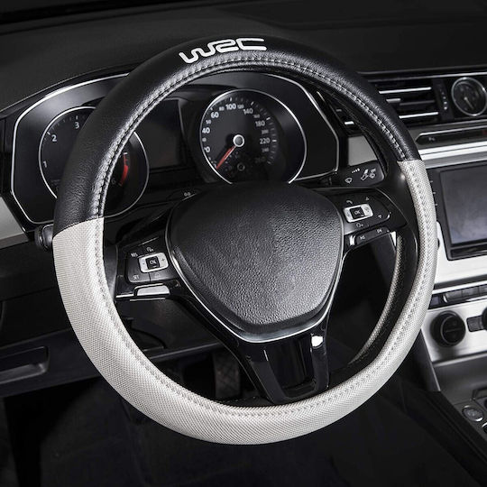 WRC Car Steering Wheel Cover Bimaterial with Diameter 35-38cm Synthetic Silver