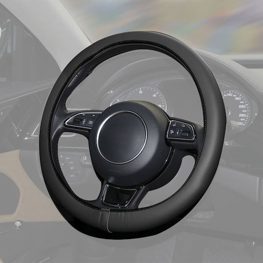 Car+ Car Steering Wheel Cover Comfort Grip with Diameter 35-36cm made of Leatherette Black