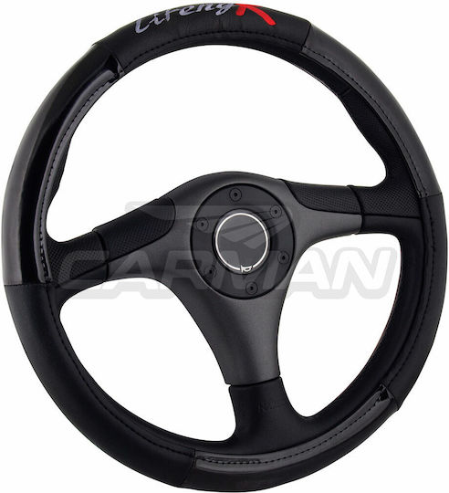 Carman Car Steering Wheel Cover Black with Black Stitching
