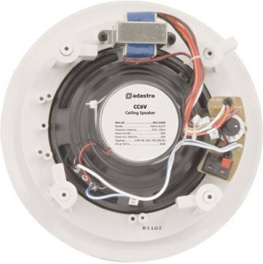 Adastra 2*CC6V+A200 Σετ με 2 Ηχεία Οροφής 6,5'' Τελικός Ενισχυτής PA 2 Καναλιών 100W/4Ω 55W/8Ω και Συνδέσεις FM/Bluetooth
