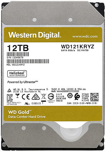 Western Digital Gold 12TB HDD Hard Drive 3.5" SATA III 7200rpm with 512MB Cache for Server WD122KRYZ