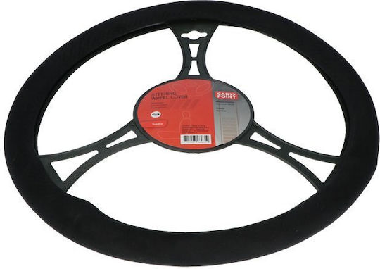 Carpoint Car Steering Wheel Cover Black Velvet with Diameter 38cm made of Leatherette Black