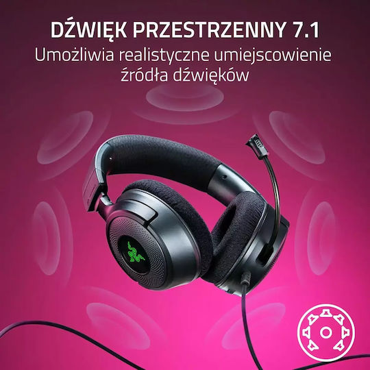 Razer Kraken V4 X Over Ear Gaming Headset cu conexiune USB