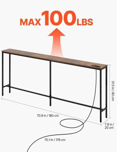 Κονσόλα Ξύλινη Καφέ Μ180xΠ20xΥ80εκ.