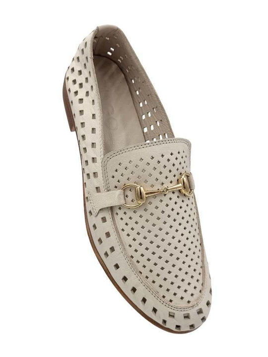 Leather Women's Moccasins in White Color
