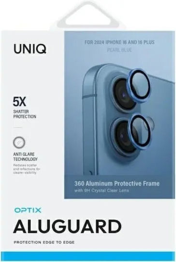 Uniq Стъклен Протектор за Камера Син за (iPhone 16, iPhone 16 Plus)
